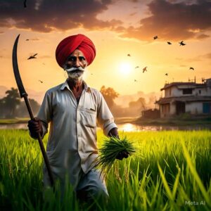 Rice Crop With Knife 