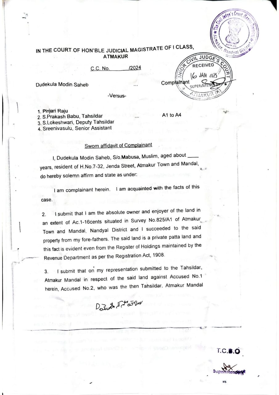 Forged Revenue records In Nandyal District
