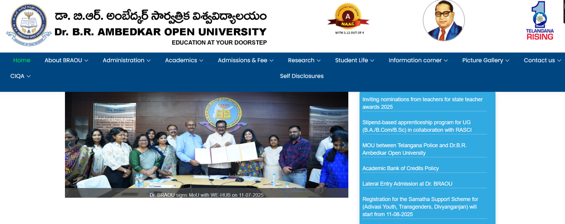 DR B R AMBEDKHAR OPEN UNIVERSITY ADMISSIONS 2025