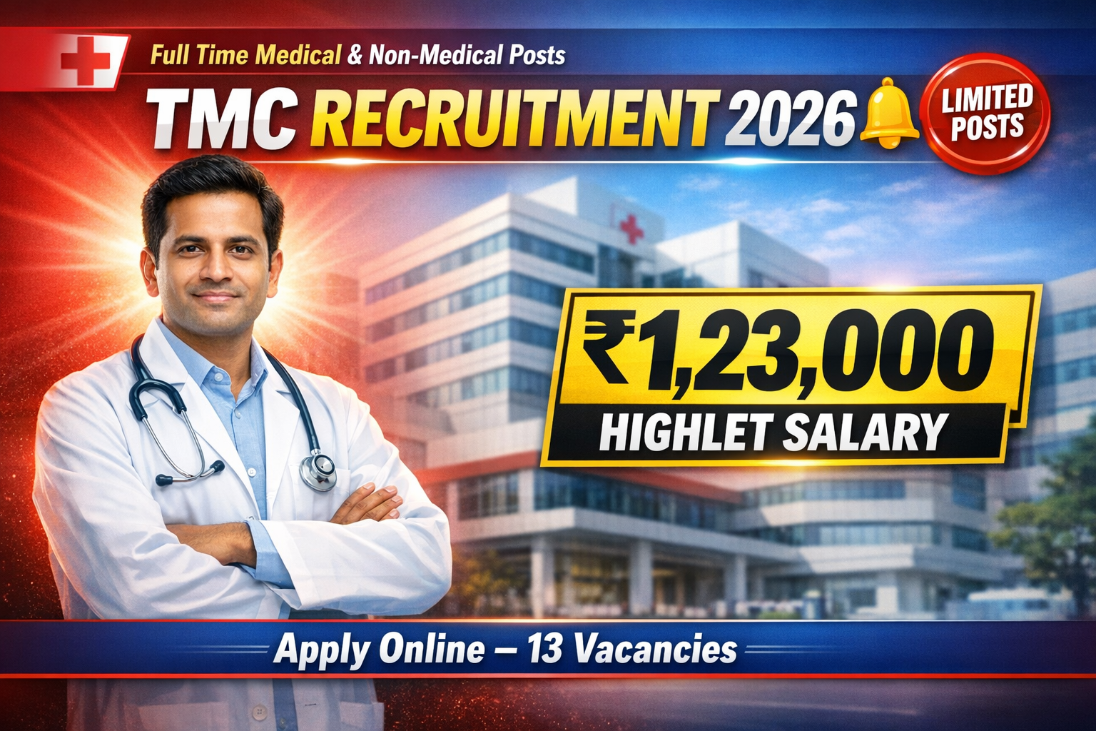 TMC Recruitment Apply Online for 13 Full time Medical & Non-Medical