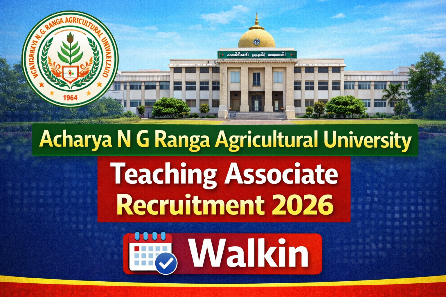 ANGRAU Teaching Associate Recruitment 2026 - Walkin