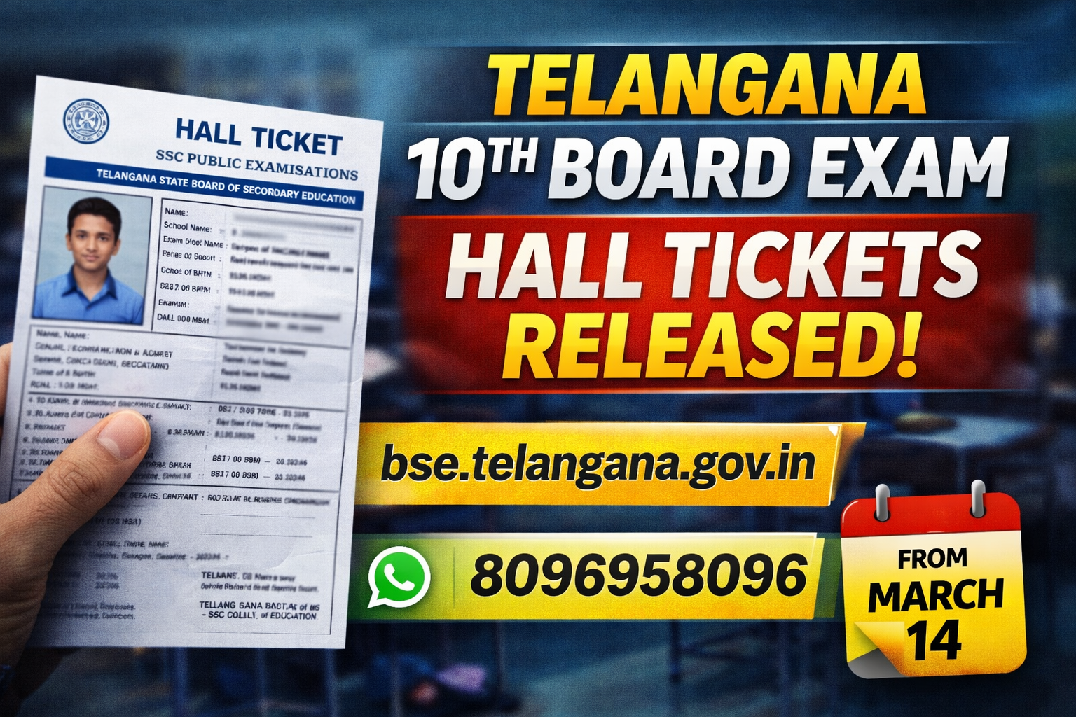 Telangana govt released 10th hall Tickets 2026