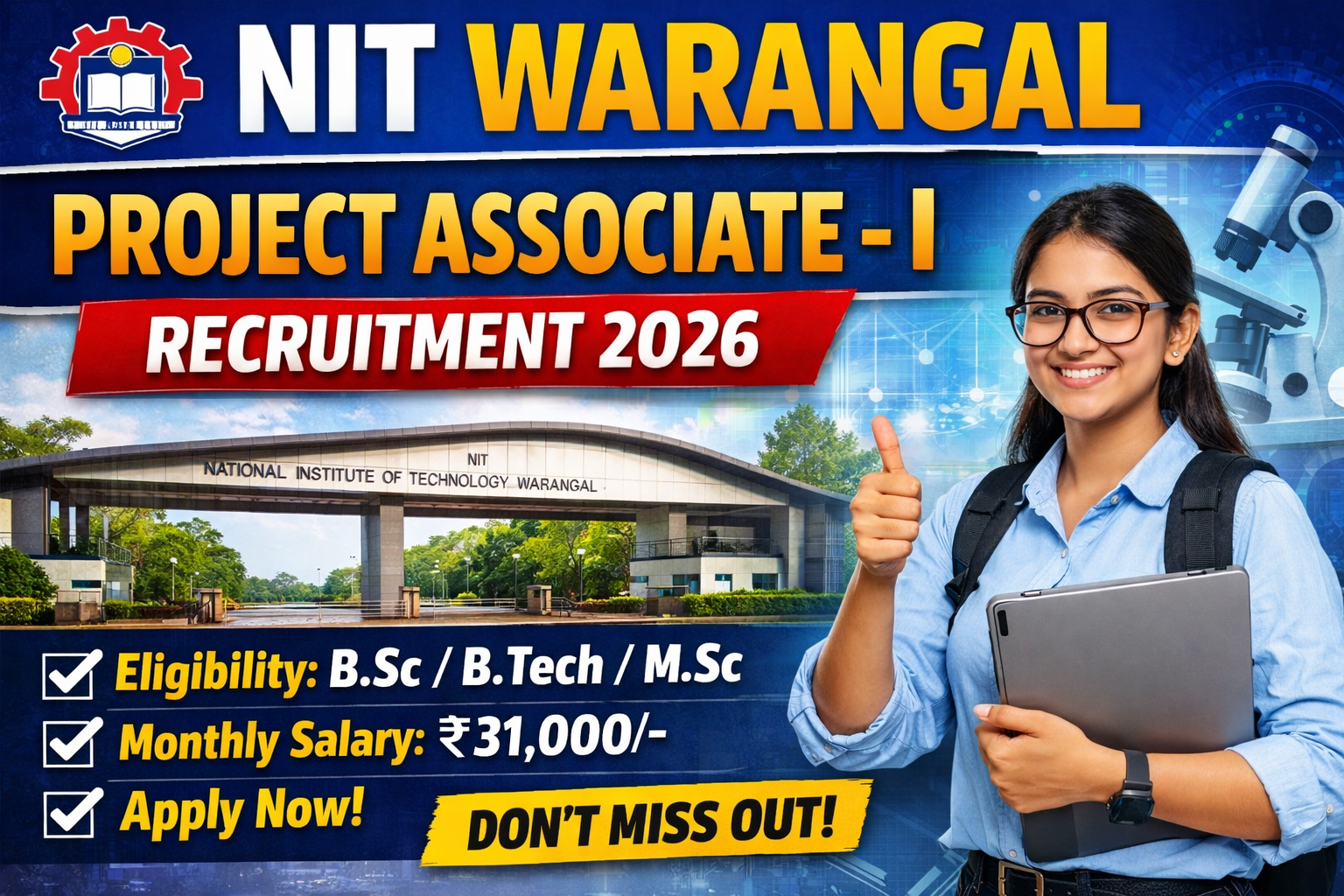 NIT Warangal Project Associate I Recruitment 2026