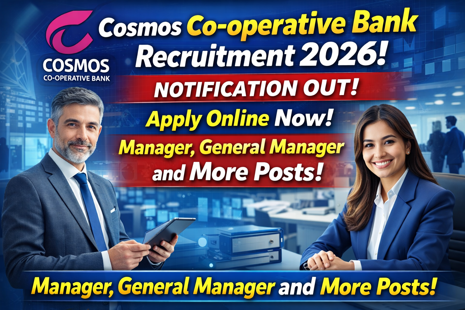 Cosmos Co-operative Bank Recruitment 2026