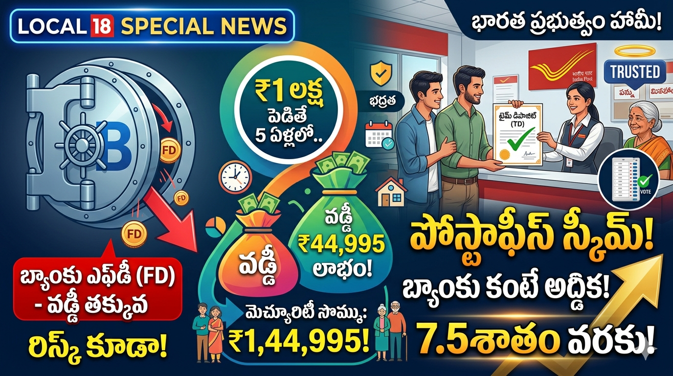 post-office-time-deposit-vs-bank-fd-interest-rates-telugu