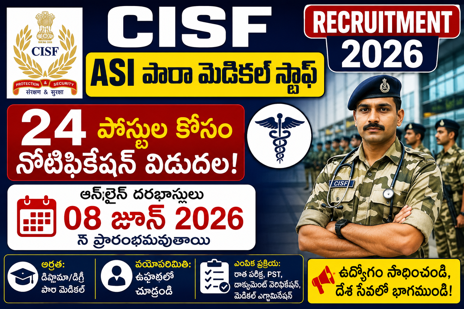cisf-asi-paramedical-staff-recruitment-2026-24-posts-notification