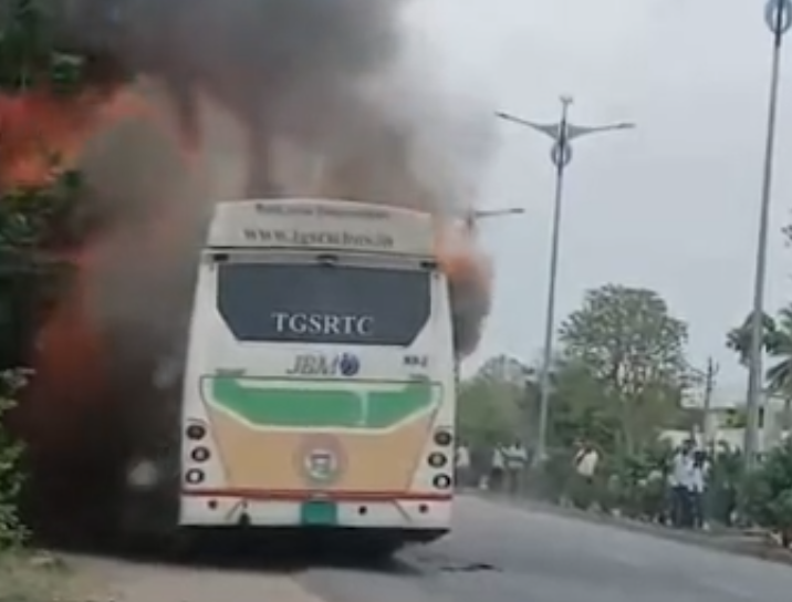Fire accident From Karimnagar Electric Bus